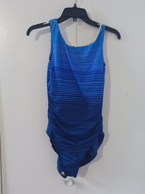 Lands' End Blue Gradient One-Piece Swimsuit